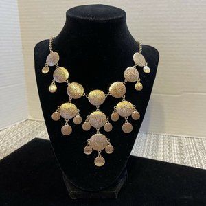NWT High Fashion Bancroft Gold Tone Textured Statement‎ Bib Necklace